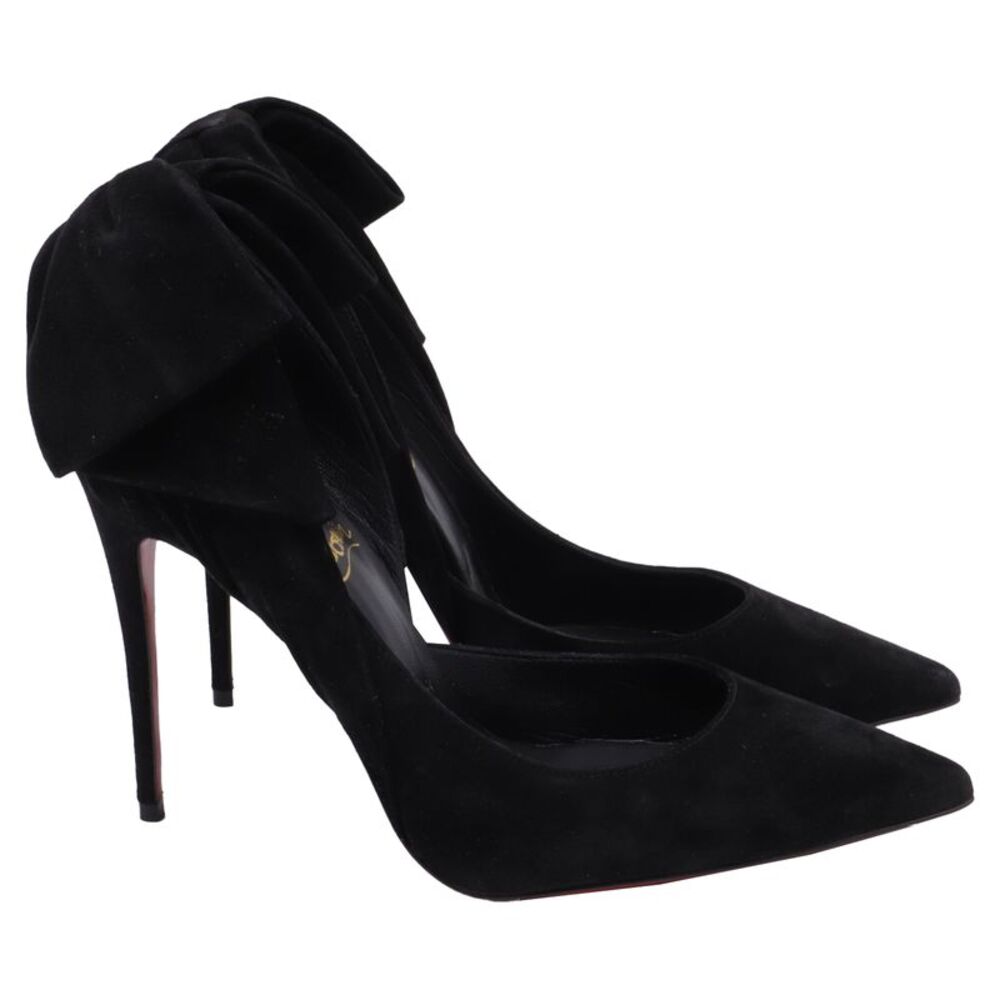 Christian Louboutin Rabakate Bow Pumps in Black Suede